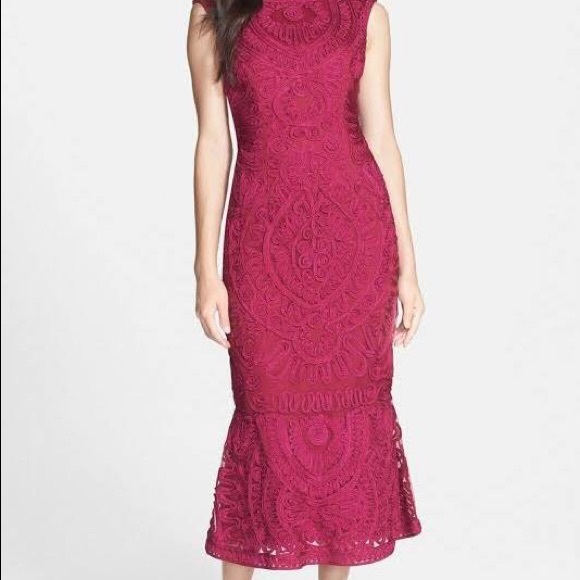 Women’s JS COLLECTIONS Soutache & Mesh Mermaid Fuchsia Gown  sz 12 - Picture 3 of 4